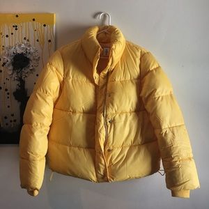 yellow puffer jacket